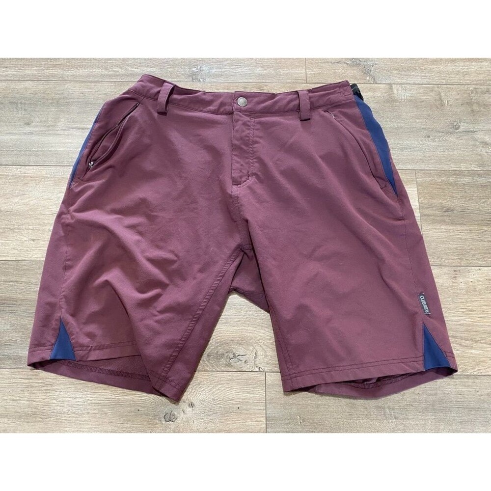 Club Ride Cycling Shorts Mens L  9" inseam Cargo MTB Adjustable Side Belt